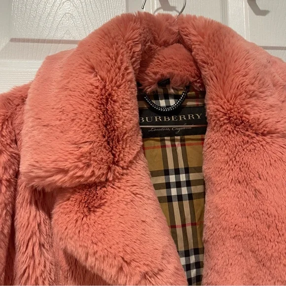 Burberry Pink Teddy Faux Fur Coat - Picture 7 of 14